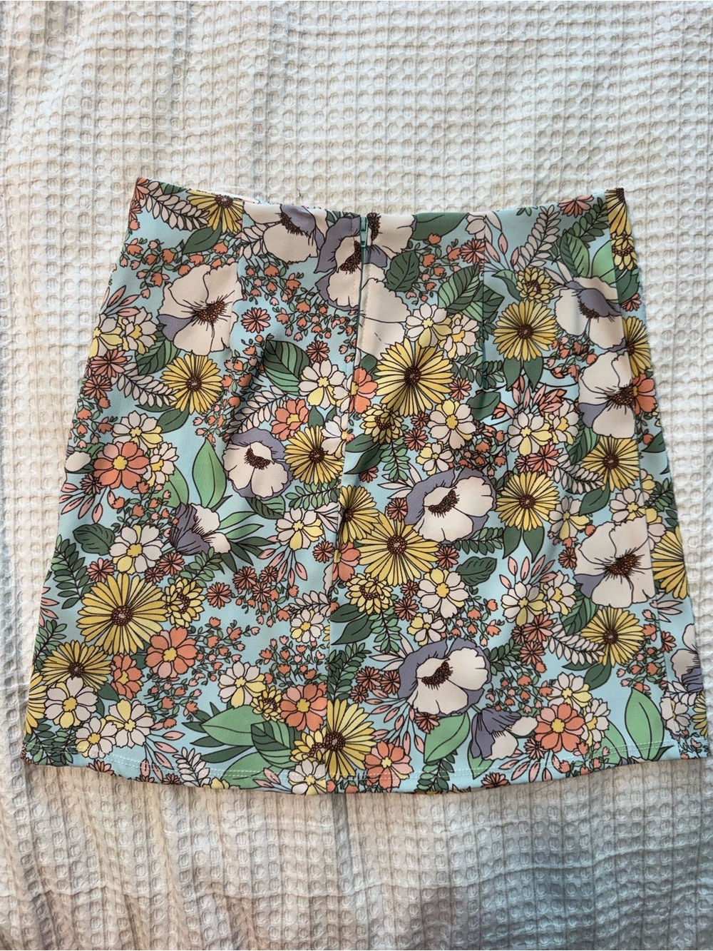 Pastel Floral Mini Skirt in Mint Multicolor